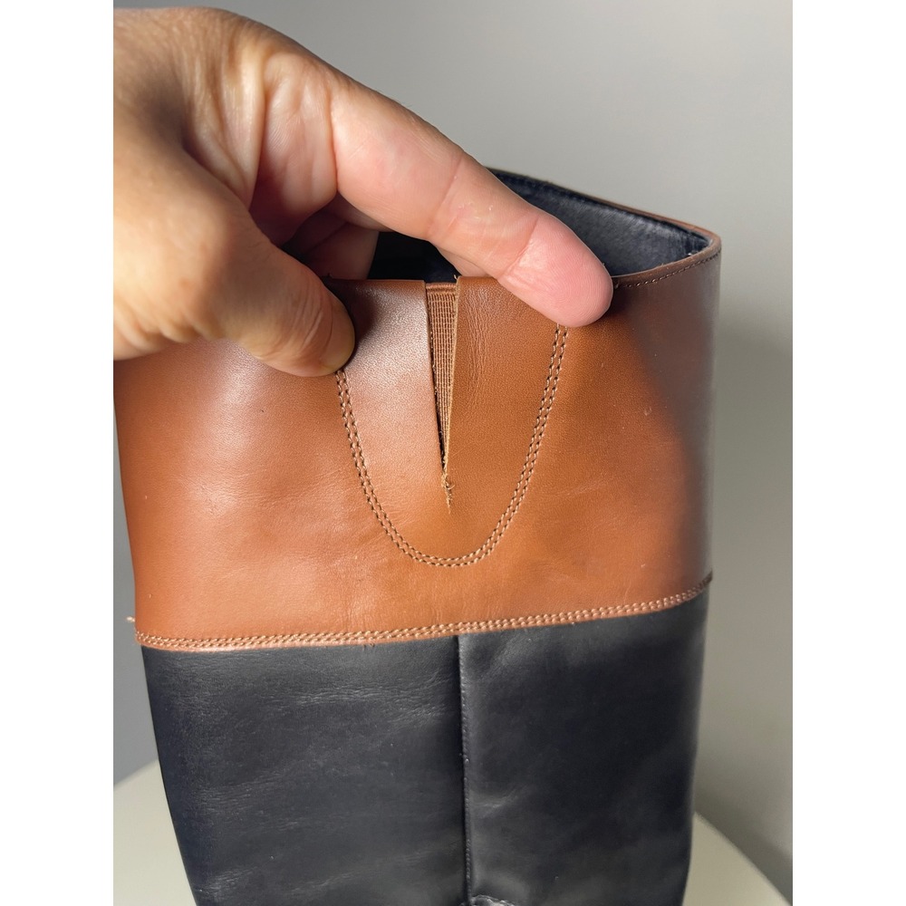 Sam Edelman Drina Leather Tall Riding Boots Black Brown Two Tone Size 7.5 M - Picture 5 of 11